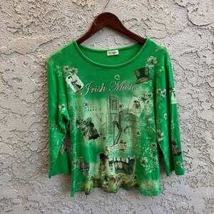 Vintage Cactus Irish Music Studded Graphic Top St Patrick’s Ireland Size L